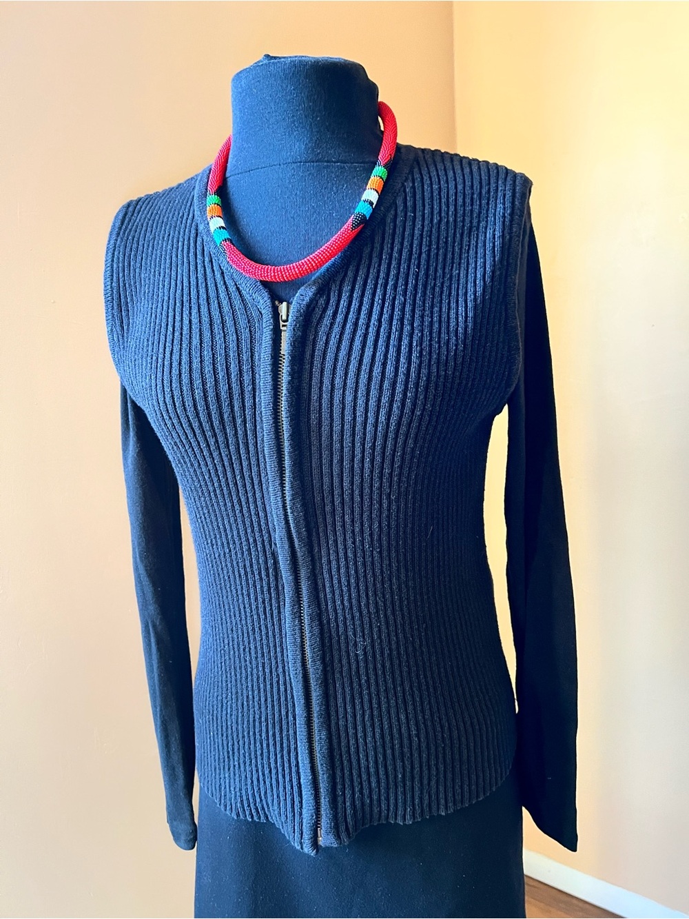 Westbound, Black Ribbed sweater vest with zipper